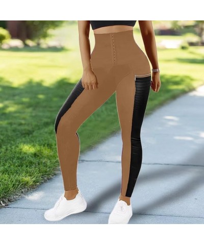 Leggings for Women High Waisted Faux Leather Stretchy Tummy Control Pants Rustic Brown $17.00 Others