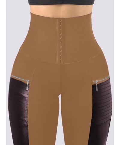 Leggings for Women High Waisted Faux Leather Stretchy Tummy Control Pants Rustic Brown $17.00 Others