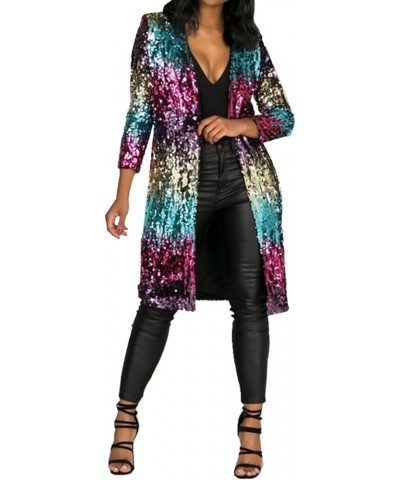 Blazer for Women, Evening Bling Sequin Jacket Open Front Work Blazer Long Sleeve Laple Cardigan Coat Z03-m $9.48 Blazers