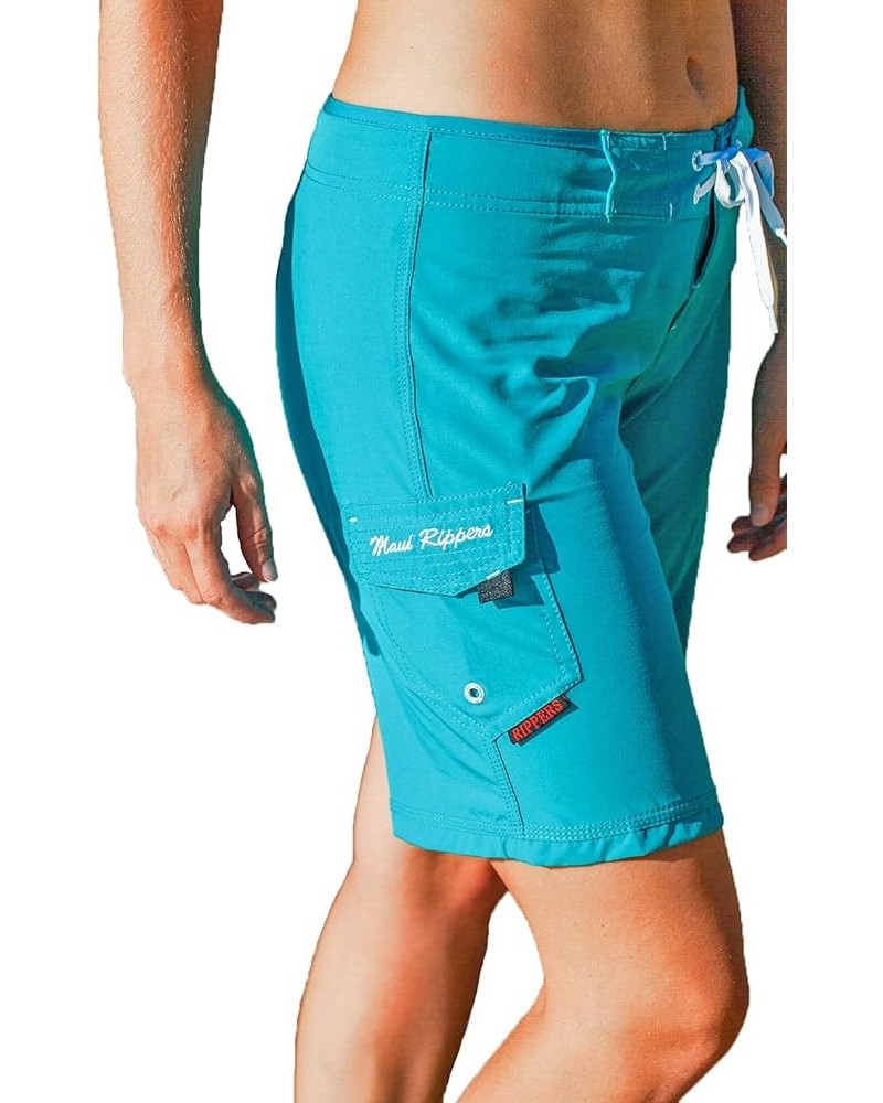 Women's 4-Way Stretch 9" Swim Shorts Boardshorts Maui Blue $23.82 Swimsuits