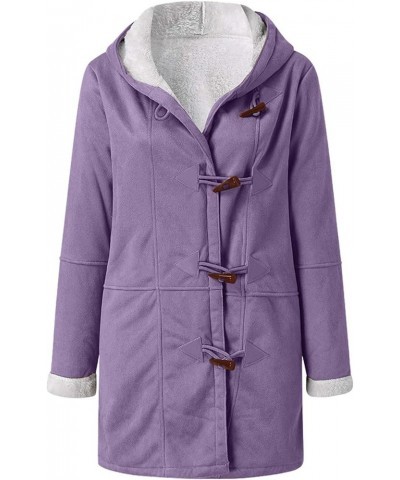 Winter Coats for Women Fleece Lined Plus Size Sherpa Jacket Fashion Lapel Thicken Coat Thermal Outerwear Pockets E-purple $11...