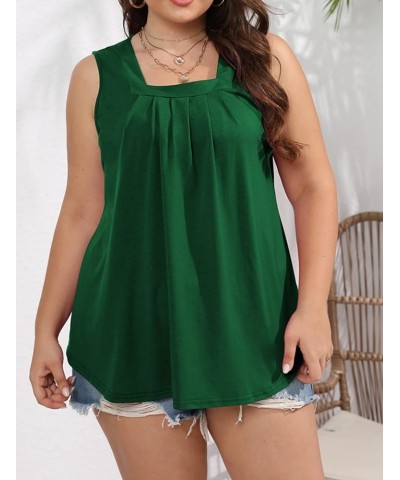 Tank Tops for Women Pleated Flowy Summer Sleeveless Tops Casual Square Neck Shirts S-XXXL 1-green $11.25 Tanks