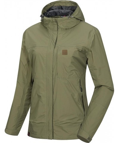 Women's Waterproof Rain Jacket Windproof Light Jacket Breathable Rain Shell with Hood for Hiking Travel Burnt Olive $32.39 Coats