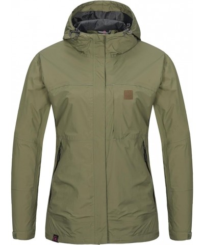 Women's Waterproof Rain Jacket Windproof Light Jacket Breathable Rain Shell with Hood for Hiking Travel Burnt Olive $32.39 Coats