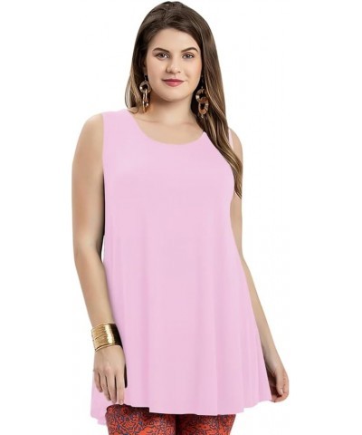 Tank Tops for Women Plus Size Sleevelss Tunic Casual Summer Clothes Swing Shirts for Leggings Pink $11.60 Tanks