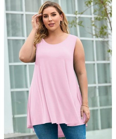 Tank Tops for Women Plus Size Sleevelss Tunic Casual Summer Clothes Swing Shirts for Leggings Pink $11.60 Tanks