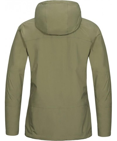 Women's Waterproof Rain Jacket Windproof Light Jacket Breathable Rain Shell with Hood for Hiking Travel Burnt Olive $32.39 Coats