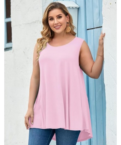 Tank Tops for Women Plus Size Sleevelss Tunic Casual Summer Clothes Swing Shirts for Leggings Pink $11.60 Tanks