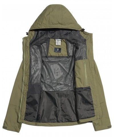 Women's Waterproof Rain Jacket Windproof Light Jacket Breathable Rain Shell with Hood for Hiking Travel Burnt Olive $32.39 Coats