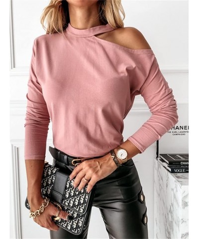 Womens Short Sleeve Cold Shoulder Faith Shirts Fashion One Shoulder Tops Casual T-Shirt Y Pink $7.01 T-Shirts