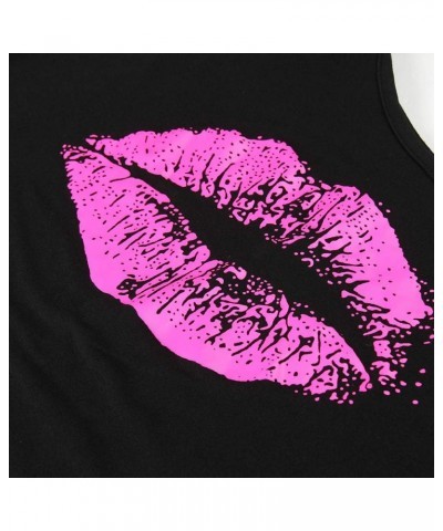 Women Casual Oversized Sexy Lips Print Off Shoulder T-Shirt Dolman Sleeve Dolman Black $10.12 T-Shirts