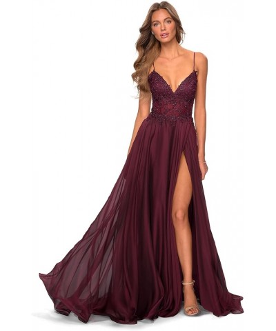 Women's V-Neck Prom Dress Slit Long Lace Appliques Formal Evening Party Gowns Chiffon PR003 Sage $42.39 Dresses