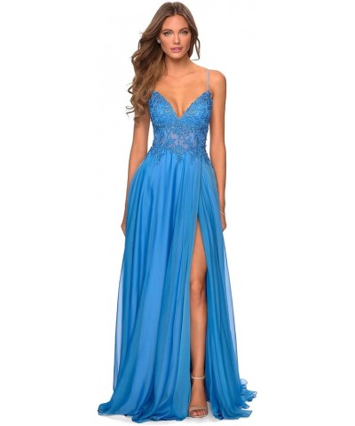 Women's V-Neck Prom Dress Slit Long Lace Appliques Formal Evening Party Gowns Chiffon PR003 Sage $42.39 Dresses