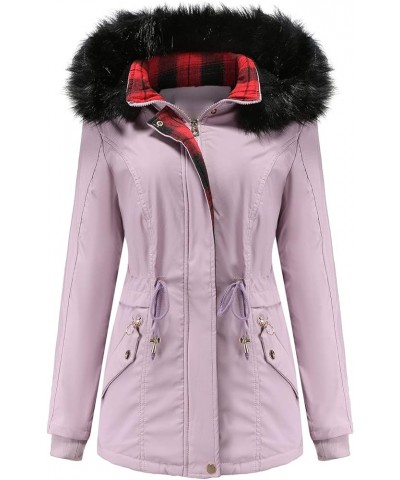 Winter Coats for Women Plus Size Parkas Outwear with Hooded Collar Padded Zip Up Jackets Thick Warm Puffer Down D-purple $18....