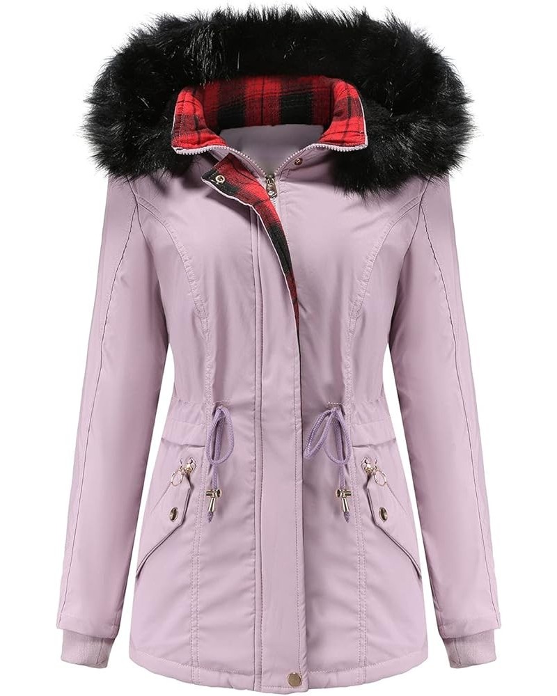 Winter Coats for Women Plus Size Parkas Outwear with Hooded Collar Padded Zip Up Jackets Thick Warm Puffer Down D-purple $18....