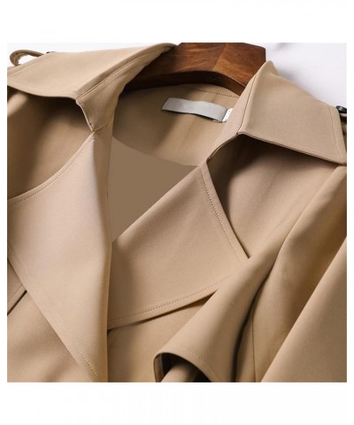 Women Solid Long Trench Coat Spring Autumn Korean Two Row Breasted V-Neck Mid Overcoat Jacket Biru Langit $23.93 Jackets