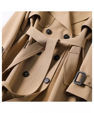 Women Solid Long Trench Coat Spring Autumn Korean Two Row Breasted V-Neck Mid Overcoat Jacket Biru Langit $23.93 Jackets