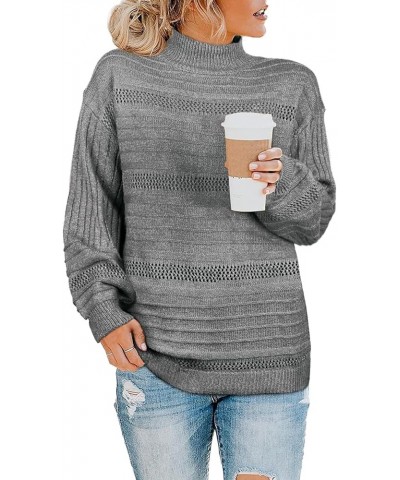 Turtleneck Sweater Women Fitted Knit Casual Jumper Tops 04-grey $8.09 Sweaters