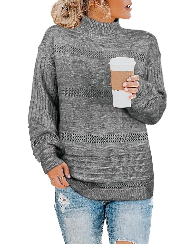 Turtleneck Sweater Women Fitted Knit Casual Jumper Tops 04-grey $8.09 Sweaters