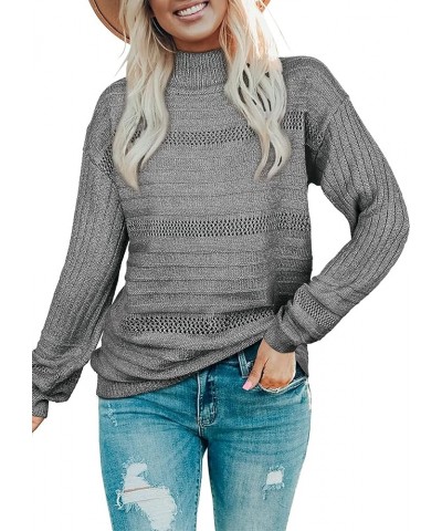 Turtleneck Sweater Women Fitted Knit Casual Jumper Tops 04-grey $8.09 Sweaters