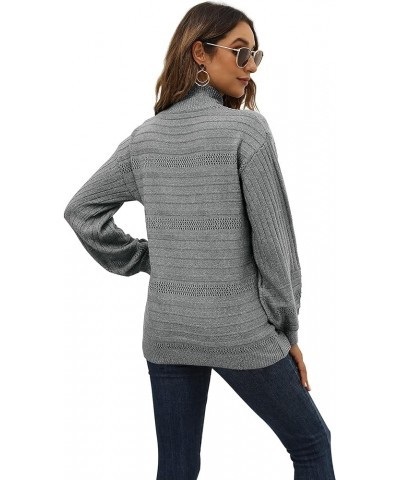 Turtleneck Sweater Women Fitted Knit Casual Jumper Tops 04-grey $8.09 Sweaters