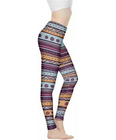 Workout Leggings for Yoga Running Tummy Control, Printed Fitness Tights Pants High Waisted Aztec Stripes Tribal $15.67 Leggings