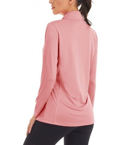 Women's UPF 50+ Shirts 1/4 Zip Long Sleeve Sun Protection Shirt Lightweight Pullover Quick Dry Shirts Grey-pink $12.59 Active...