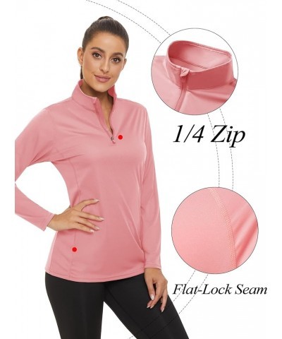 Women's UPF 50+ Shirts 1/4 Zip Long Sleeve Sun Protection Shirt Lightweight Pullover Quick Dry Shirts Grey-pink $12.59 Active...