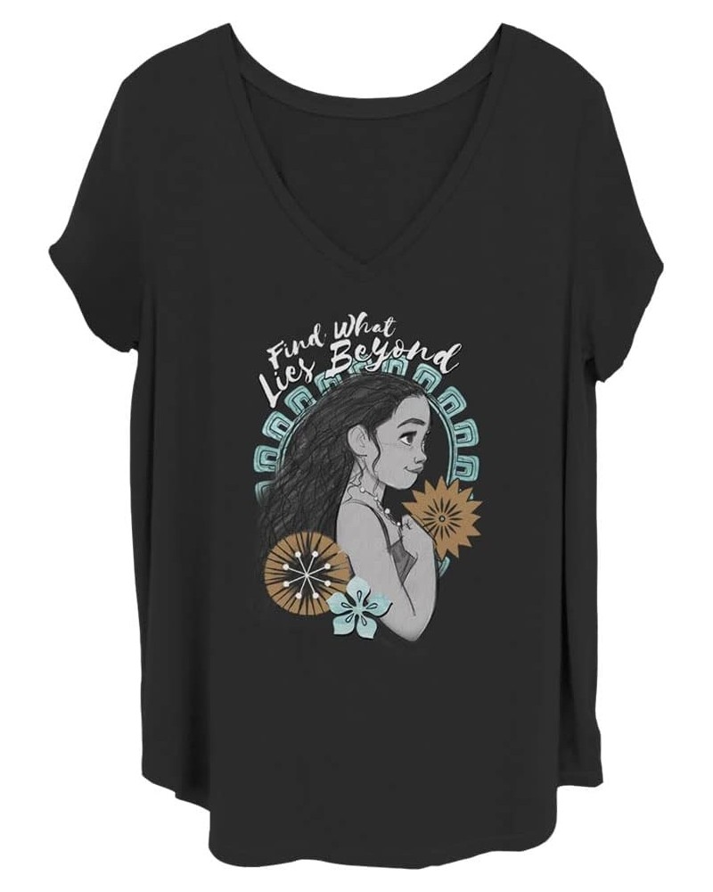 Women's Moana Lies Beyond Junior's Plus Short Sleeve Tee Shirt Black $12.01 T-Shirts