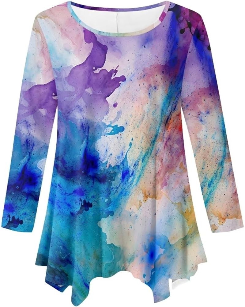 Plus Size Womens Tops Tunic Tops for Women Loose Fit S-3XL Fantasy Tie-dye $12.90 Tops