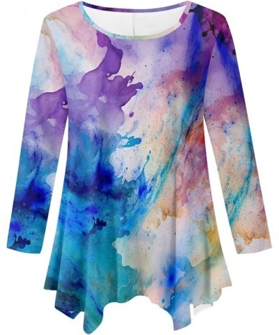 Plus Size Womens Tops Tunic Tops for Women Loose Fit S-3XL Fantasy Tie-dye $12.90 Tops