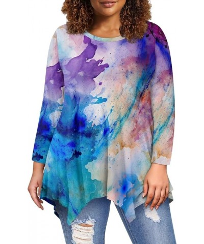 Plus Size Womens Tops Tunic Tops for Women Loose Fit S-3XL Fantasy Tie-dye $12.90 Tops