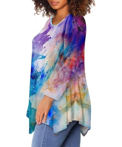 Plus Size Womens Tops Tunic Tops for Women Loose Fit S-3XL Fantasy Tie-dye $12.90 Tops