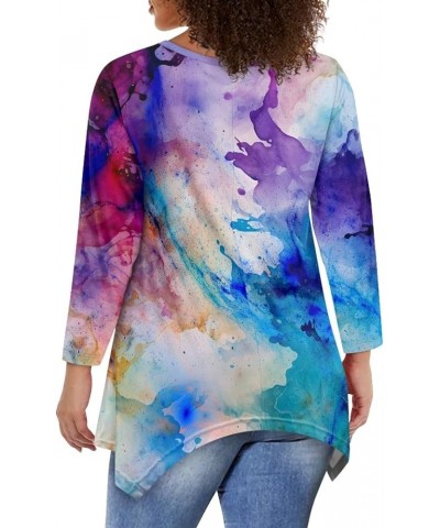 Plus Size Womens Tops Tunic Tops for Women Loose Fit S-3XL Fantasy Tie-dye $12.90 Tops