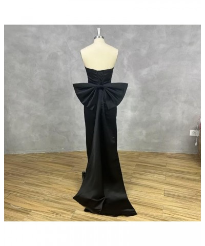 Satin Mermaid Prom Dress for Women2024 Cocktail Party Dress with Slit Formal Bow Dresses with Detachable Train Chocolate Brow...