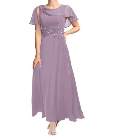 Bat Sleeve Mother of The Bride Dresses for Wedding Tea Lenght Cloak Formal Evening Party Gown Silver $36.74 Dresses