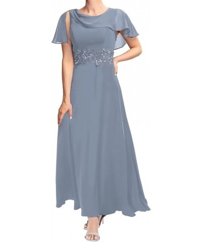 Bat Sleeve Mother of The Bride Dresses for Wedding Tea Lenght Cloak Formal Evening Party Gown Silver $36.74 Dresses