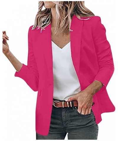 plus Size Women Winter Coats Women Casual Solid Single Button Lapel Short Sleeve Slim Suit Sailor Winter Coat Tc-hot Pink $13...