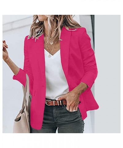 plus Size Women Winter Coats Women Casual Solid Single Button Lapel Short Sleeve Slim Suit Sailor Winter Coat Tc-hot Pink $13...