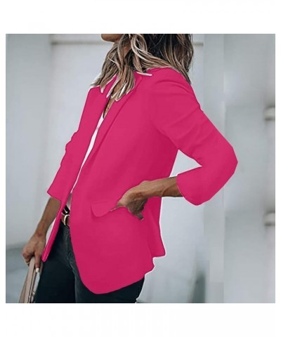 plus Size Women Winter Coats Women Casual Solid Single Button Lapel Short Sleeve Slim Suit Sailor Winter Coat Tc-hot Pink $13...