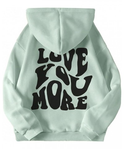 Women's Slogan Print Drawstring Graphic Hoodie Casual Sweatshirt Pullover with Pocket Mint Green $12.02 Hoodies & Sweatshirts