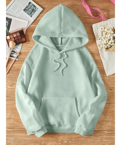 Women's Slogan Print Drawstring Graphic Hoodie Casual Sweatshirt Pullover with Pocket Mint Green $12.02 Hoodies & Sweatshirts