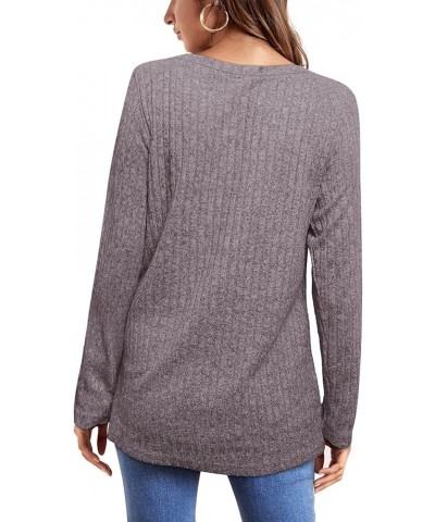 Long Sleeve Shirts for Women Lightweight Crew Neck Casual Tunic Tops C05-pink Grey $12.25 Tops