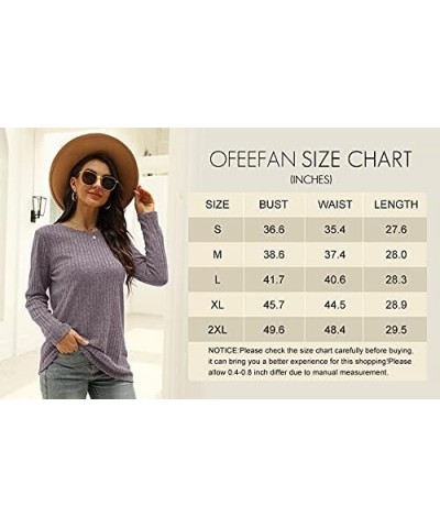 Long Sleeve Shirts for Women Lightweight Crew Neck Casual Tunic Tops C05-pink Grey $12.25 Tops