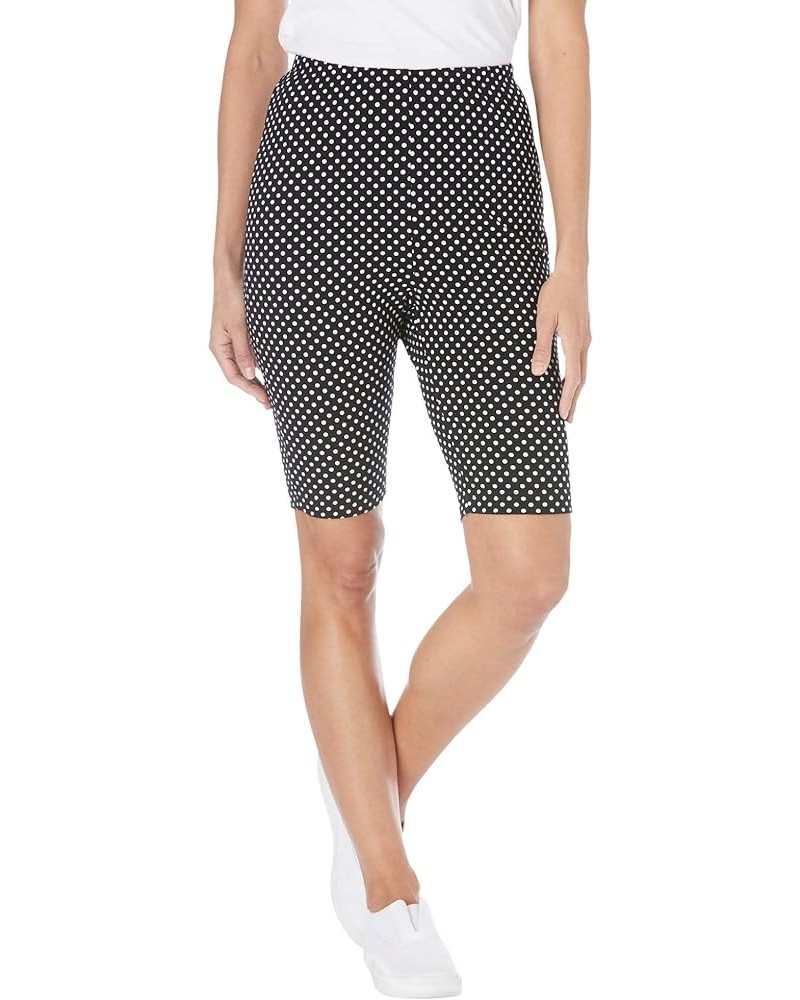 Women's Plus Size Stretch Cotton Bike Short Black Dot $11.33 Shorts