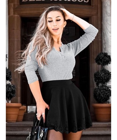 Women's V Neck Waffle Knit Henley Tops Casual Long Sleeve Pullover Sweater Blouses Grey $16.51 Sweaters