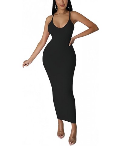 Bodycon Maxi Dress Set for Women 2 Piece Cardigan Set Chic Sexy Sleeveless Curvy Dress Stretch Ribbed Lightweight 51 Black $2...