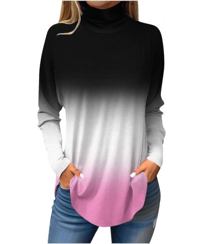 Going Out Tops for Women,Women's Gradient Long Sleeve Turtleneck Tops Casual Lightweight Under Layer T Shirts 2-pink $11.55 U...