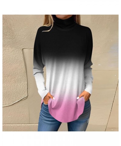 Going Out Tops for Women,Women's Gradient Long Sleeve Turtleneck Tops Casual Lightweight Under Layer T Shirts 2-pink $11.55 U...