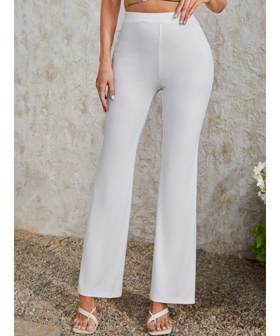 Womens Flare Pants White Elegant High Waist Long Leg Pants Casual Flair Leggings X-Small White $24.12 Leggings